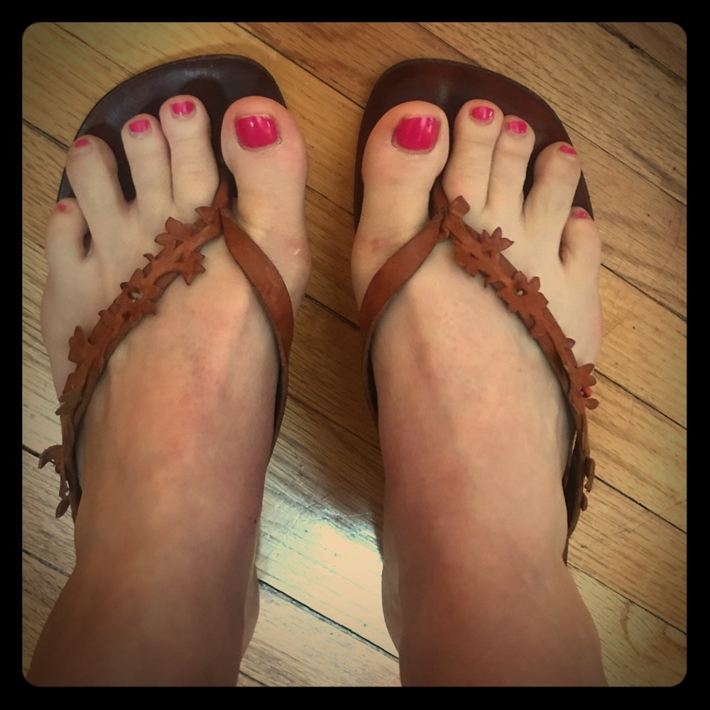 Henry Beguelin floral leather flat sandals 38.5
